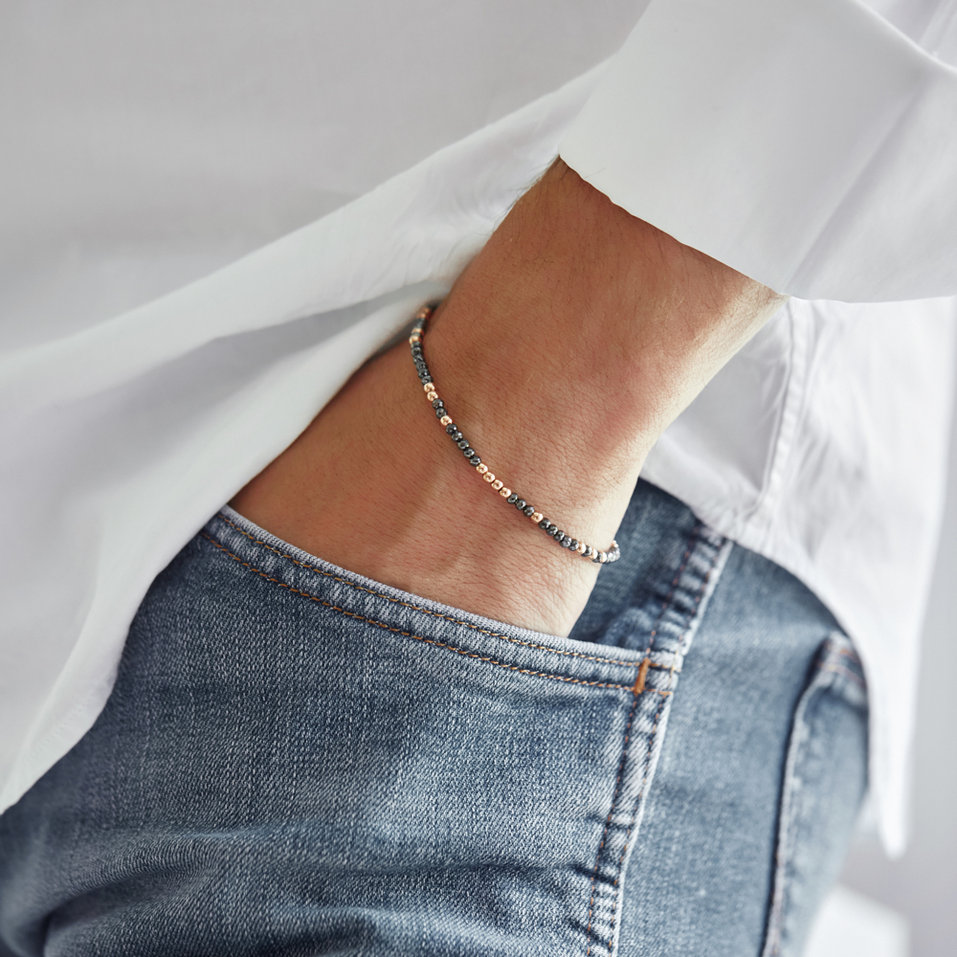 Náramek s černými diamanty Marbles Mood