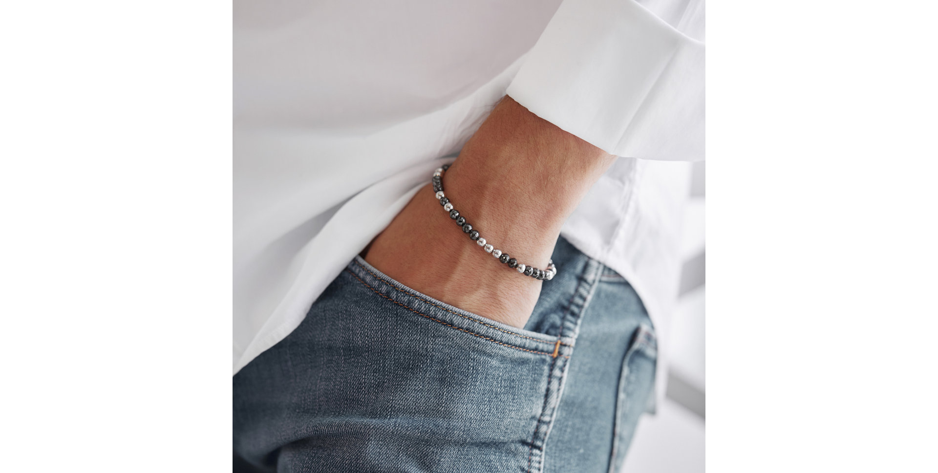 Náramek s černými diamanty Marbles Mood