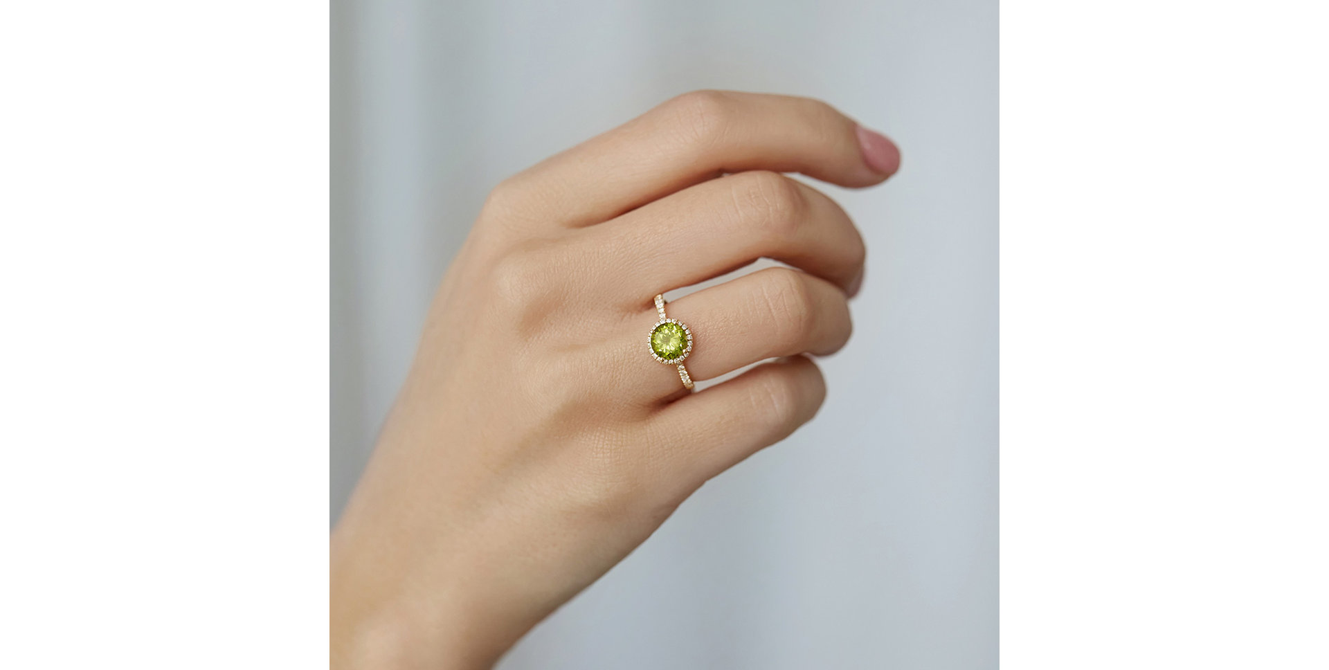 Prsten s diamanty a peridotem Sparkly Bonbon