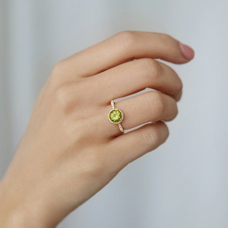 Prsten s diamanty a peridotem Sparkly Bonbon
