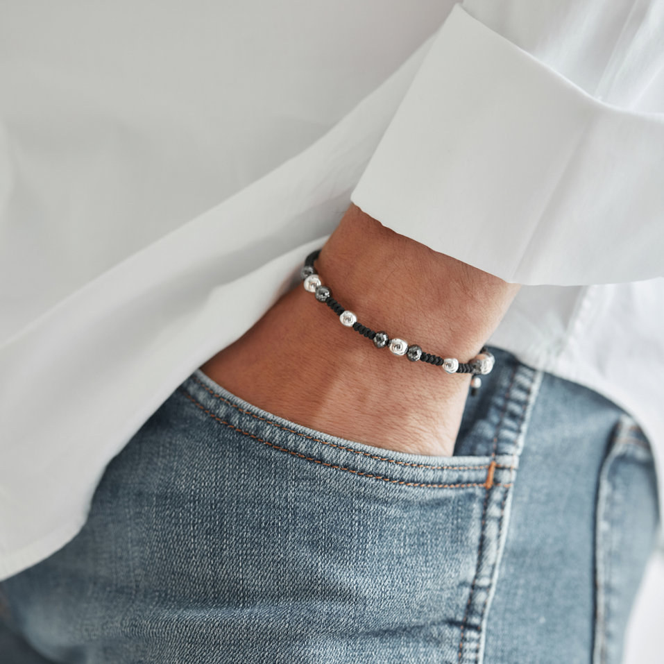 Náramek s černými diamanty Mirror Balls