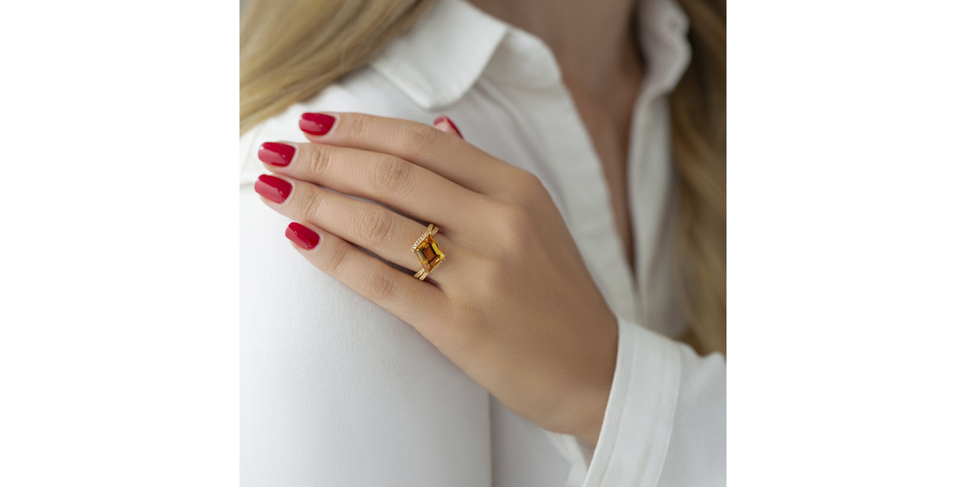 Prsten s citrínem a diamanty Elvena