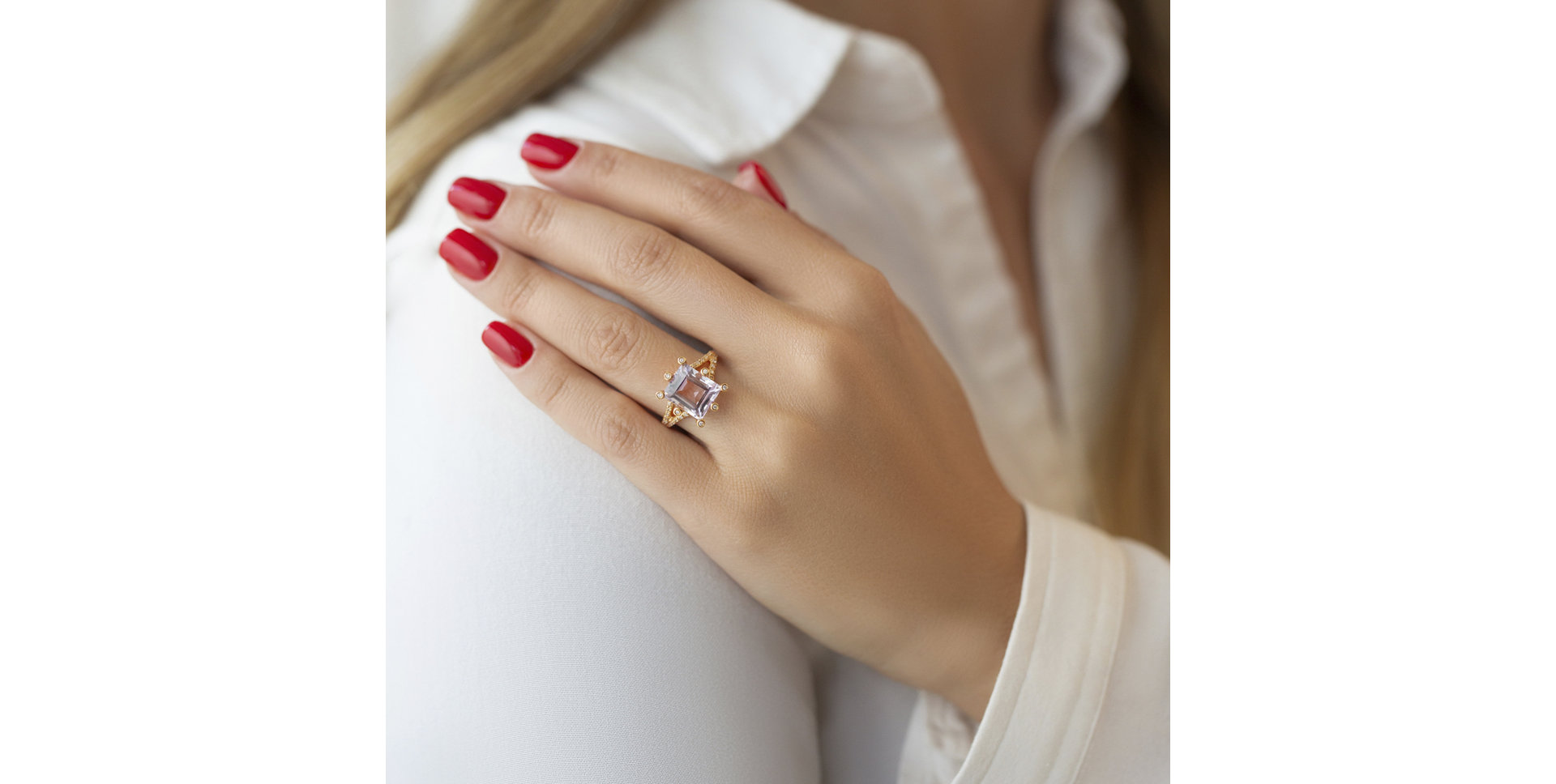 Prsten s ametystem a diamanty Flanna