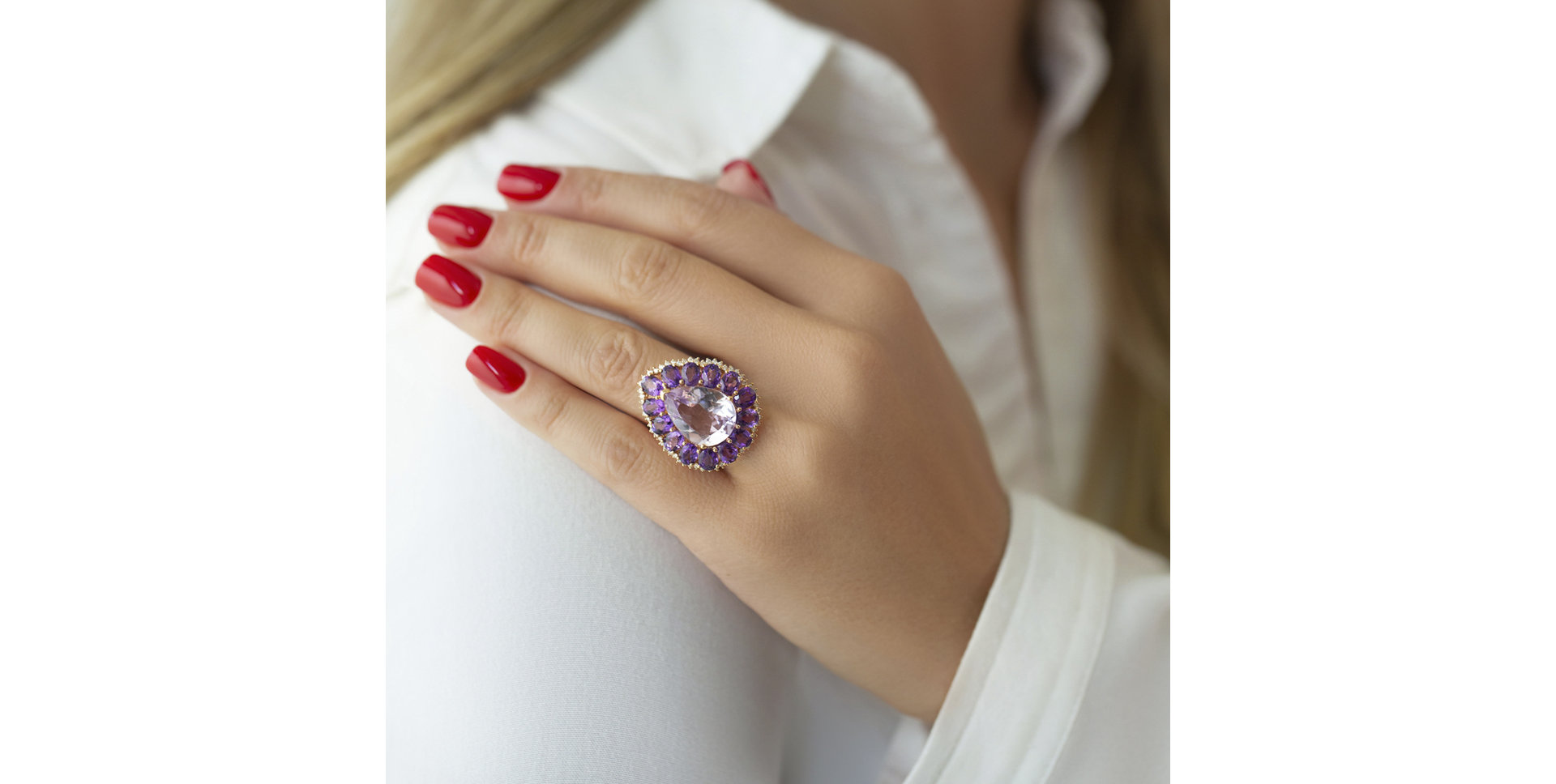 Prsten s ametystem a diamanty Ella-Rose