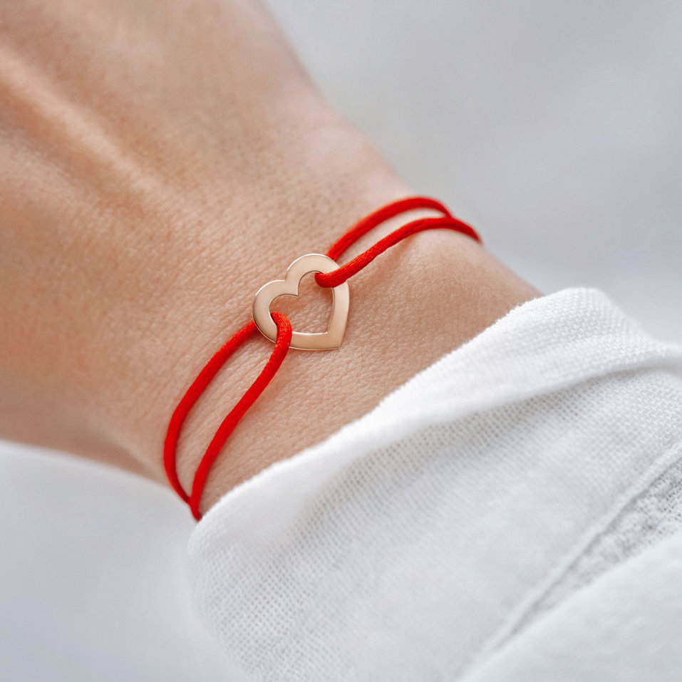 Náramek s diamantem a šňůrkou Heart