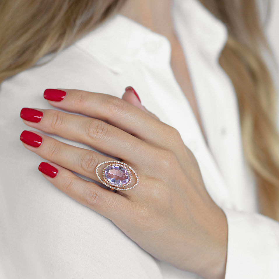 Prsten s ametystem a diamanty Master Mind