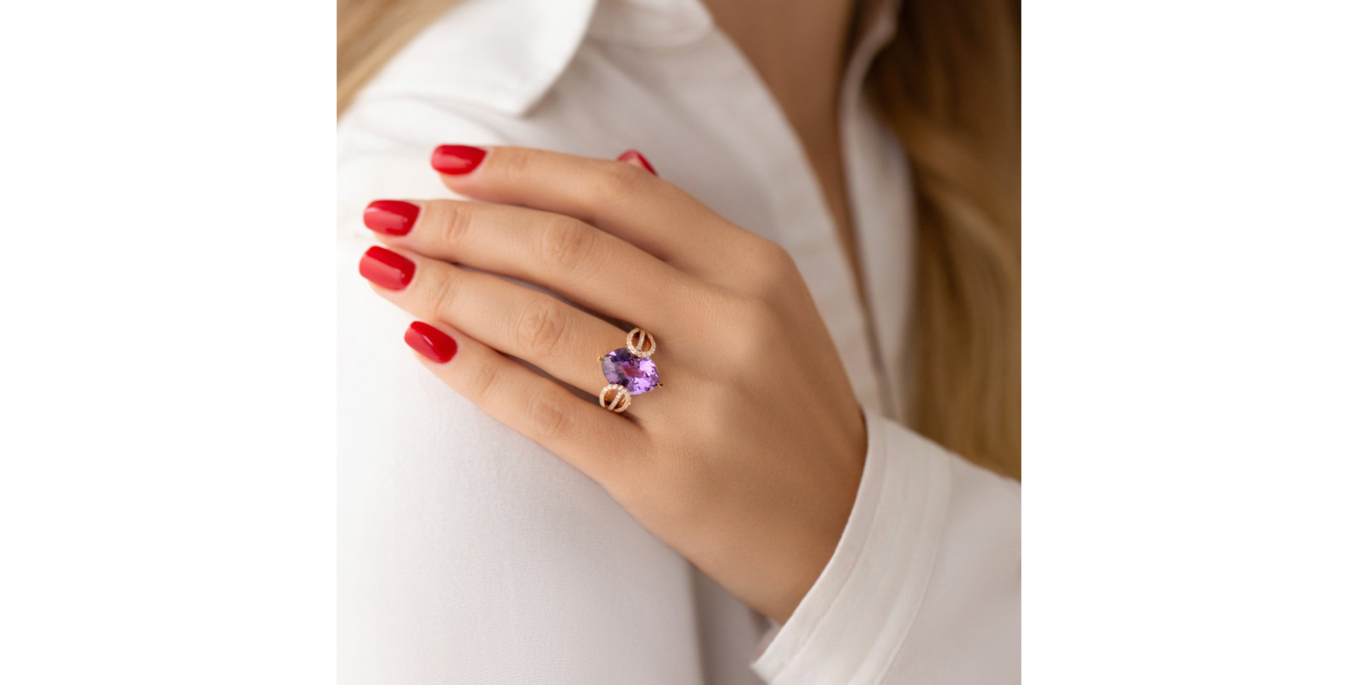 Prsten s ametystem a diamanty Violet Beauty