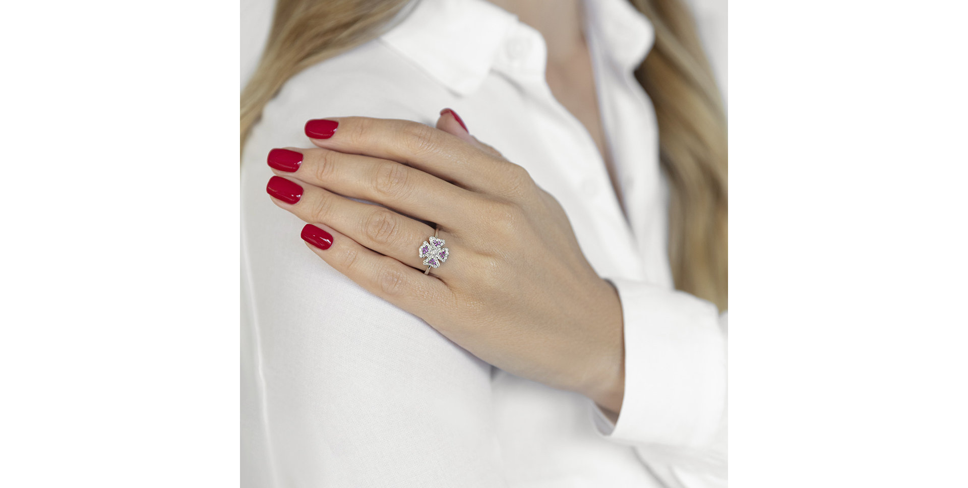 Prsten s diamanty a safíry Mystic Flower