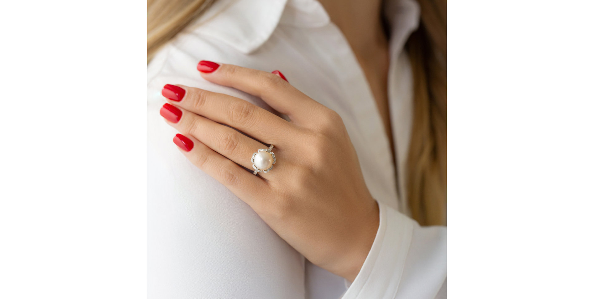 Prsten s perlou a diamanty Weddell