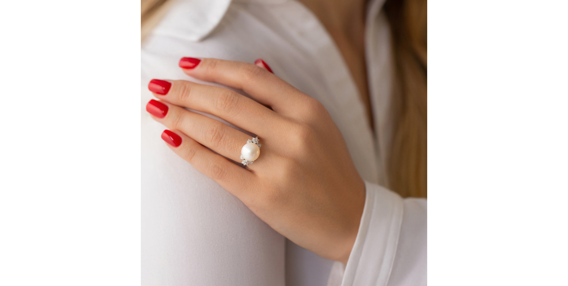 Prsten s perlou a diamanty Caribbean Mystery