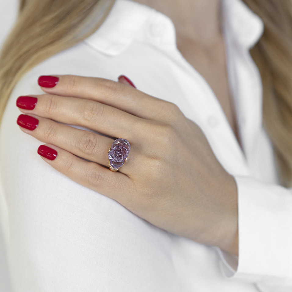 Prsten s ametysty a diamanty Crazzy One