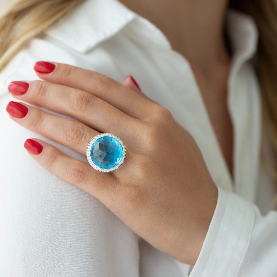 Prsten s topazem a diamanty Freccia