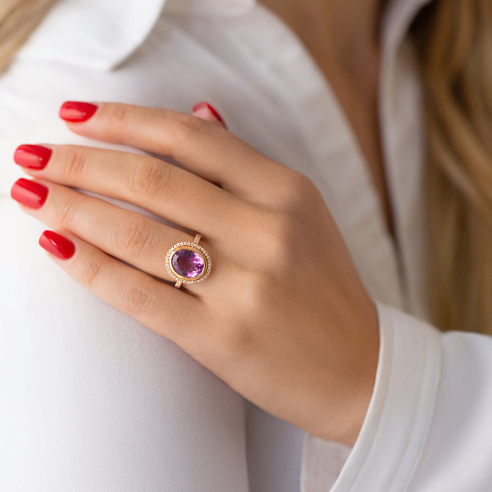 Prsten s ametystem a diamanty Viva Glam