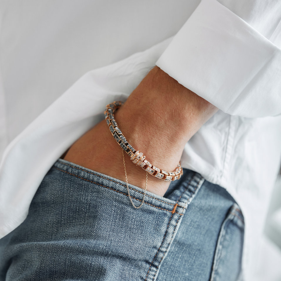 Náramek s černými a bílými diamanty Royal Ambassador