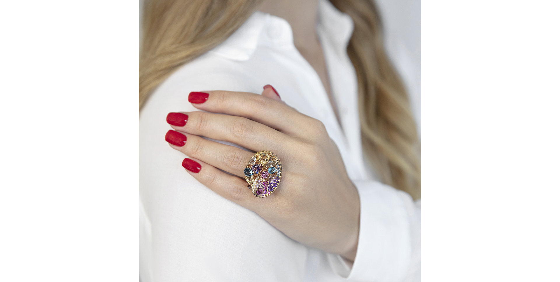 Prsten s diamanty, safíry a ametysty Rainbow World