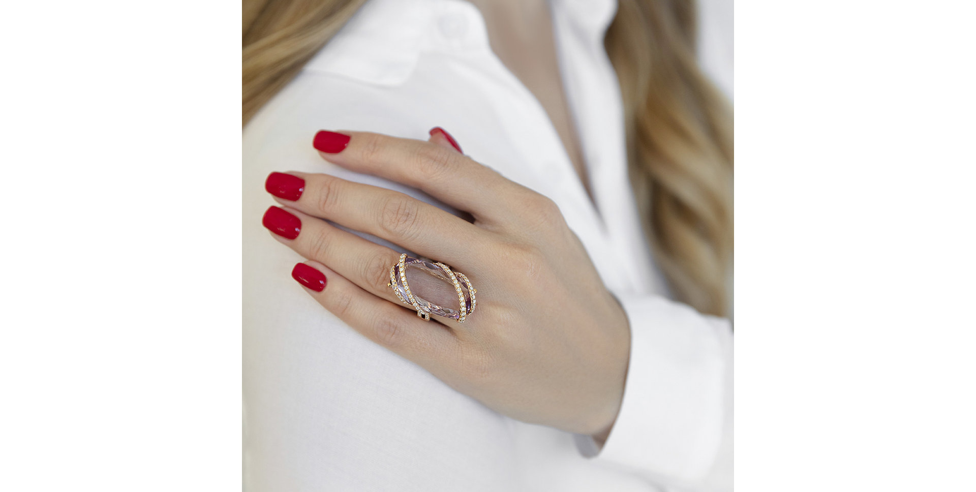 Prsten s ametystem a diamanty Dynasty