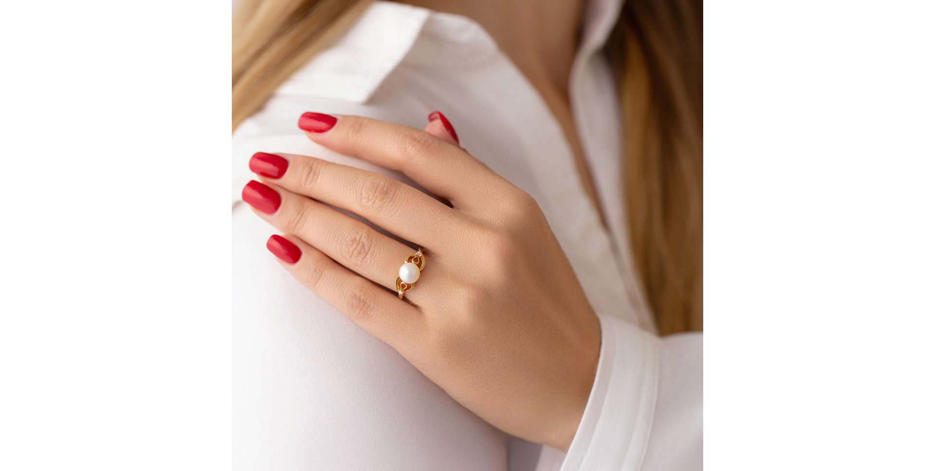 Prsten s perlou a diamanty Caribbean Romance