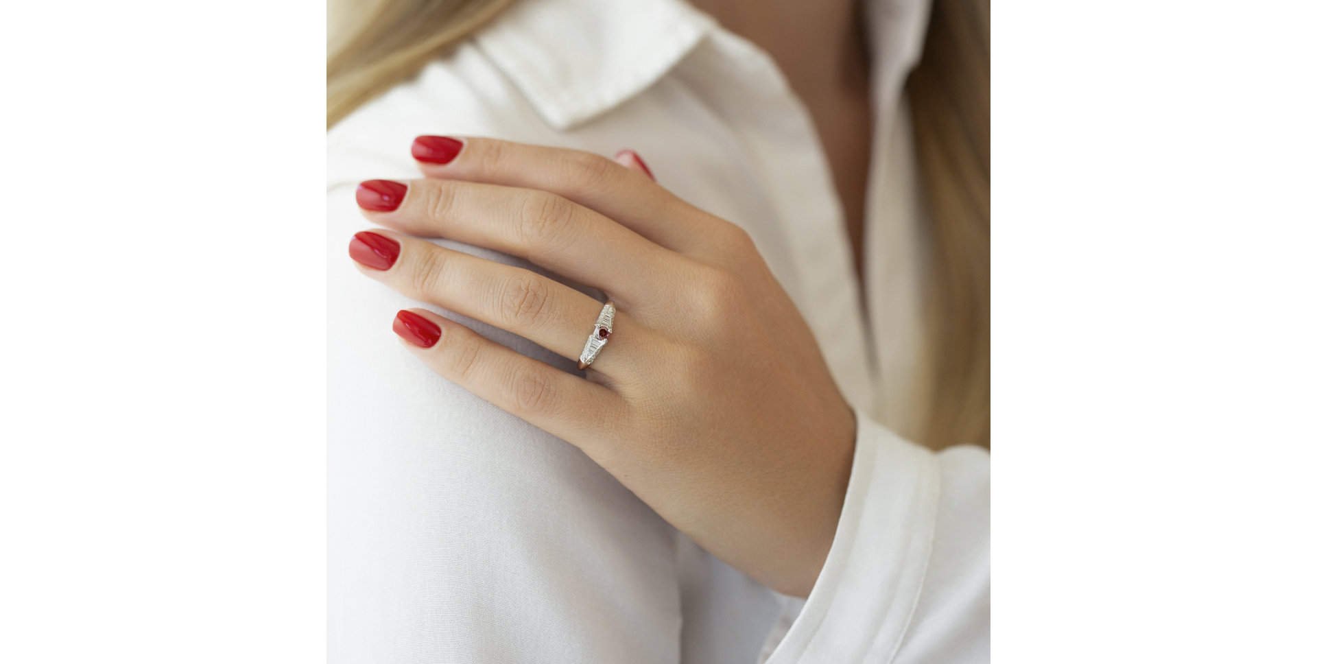 Prsten s růžovými a bílými diamanty In Love