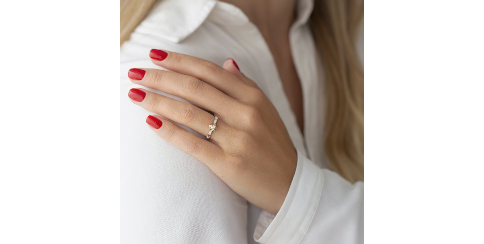 Prsten s diamantem Pink Blossom