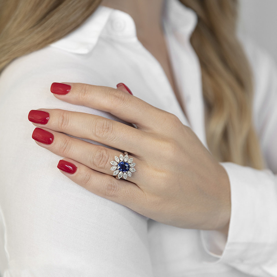 Prsten s safírem a diamanty Galaxy Star