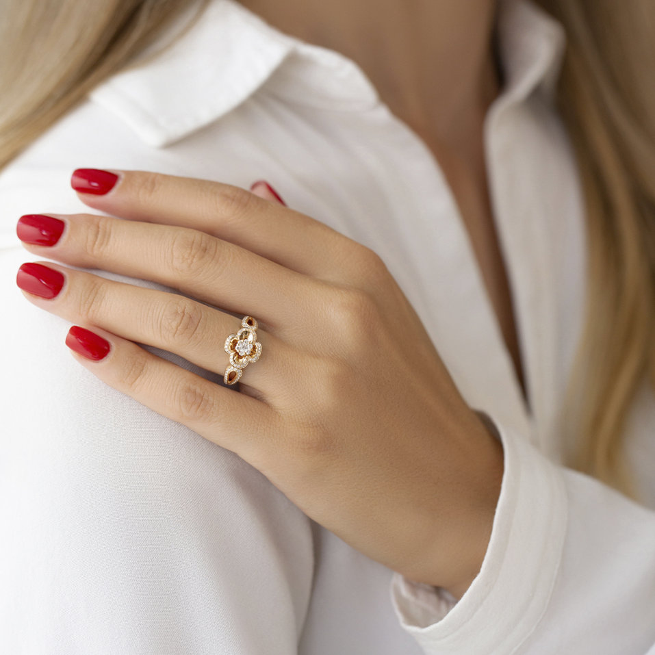 Prsten s diamanty Sunny Flower