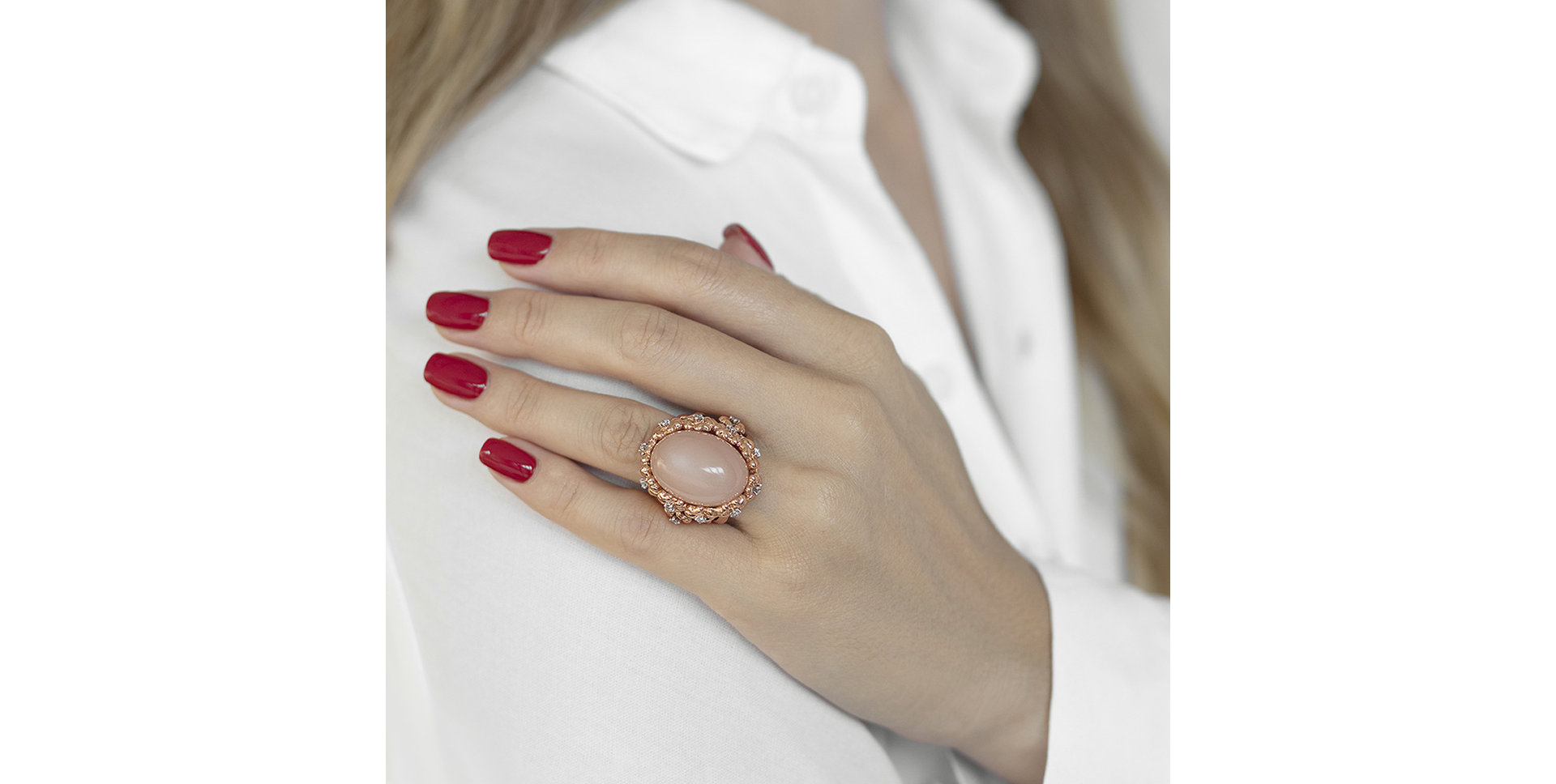 Prsten s měsíčním kamenem a diamanty Heat Wave