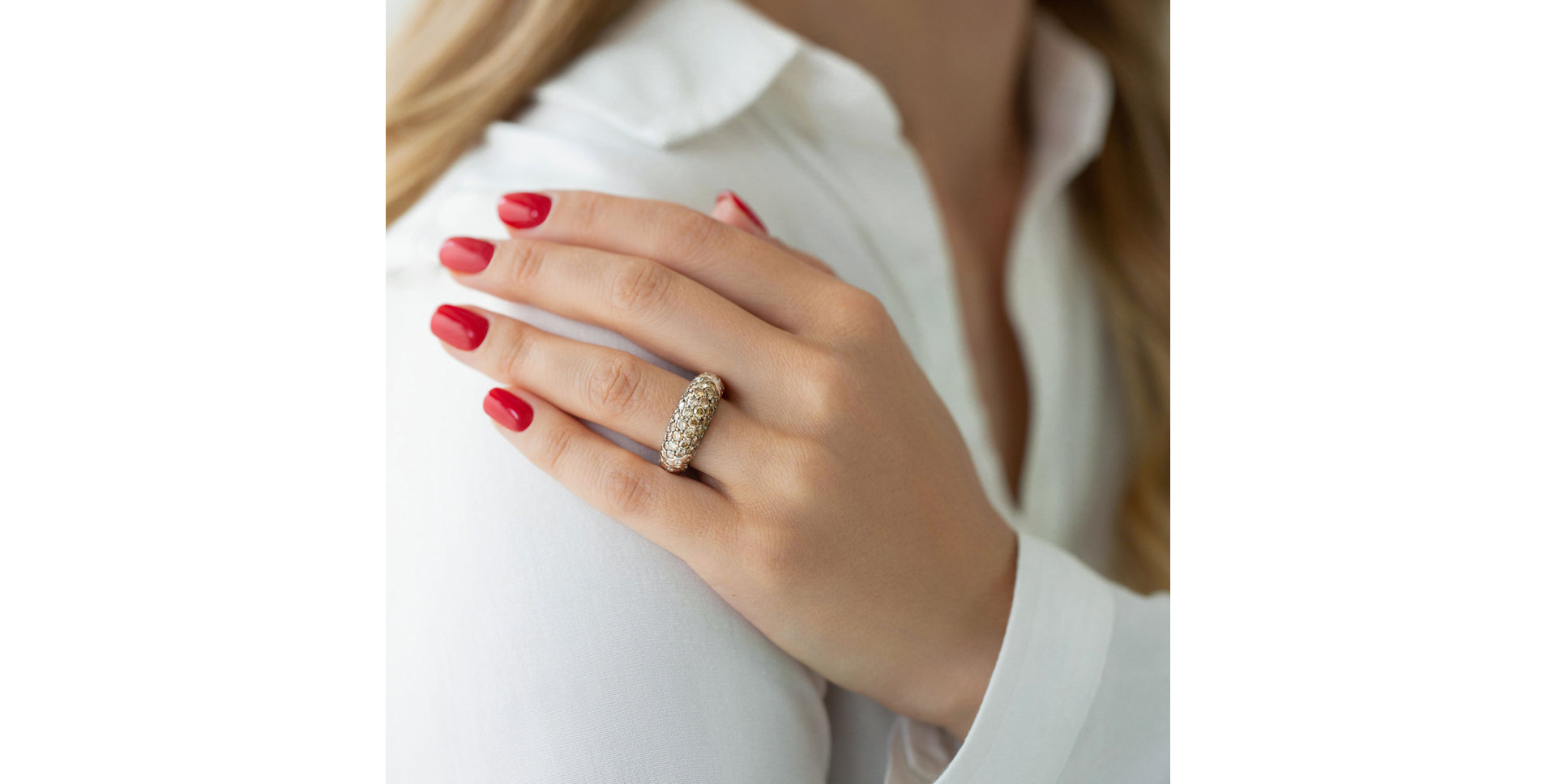 Prsten s bílými a hnědými diamanty Glamour Stars