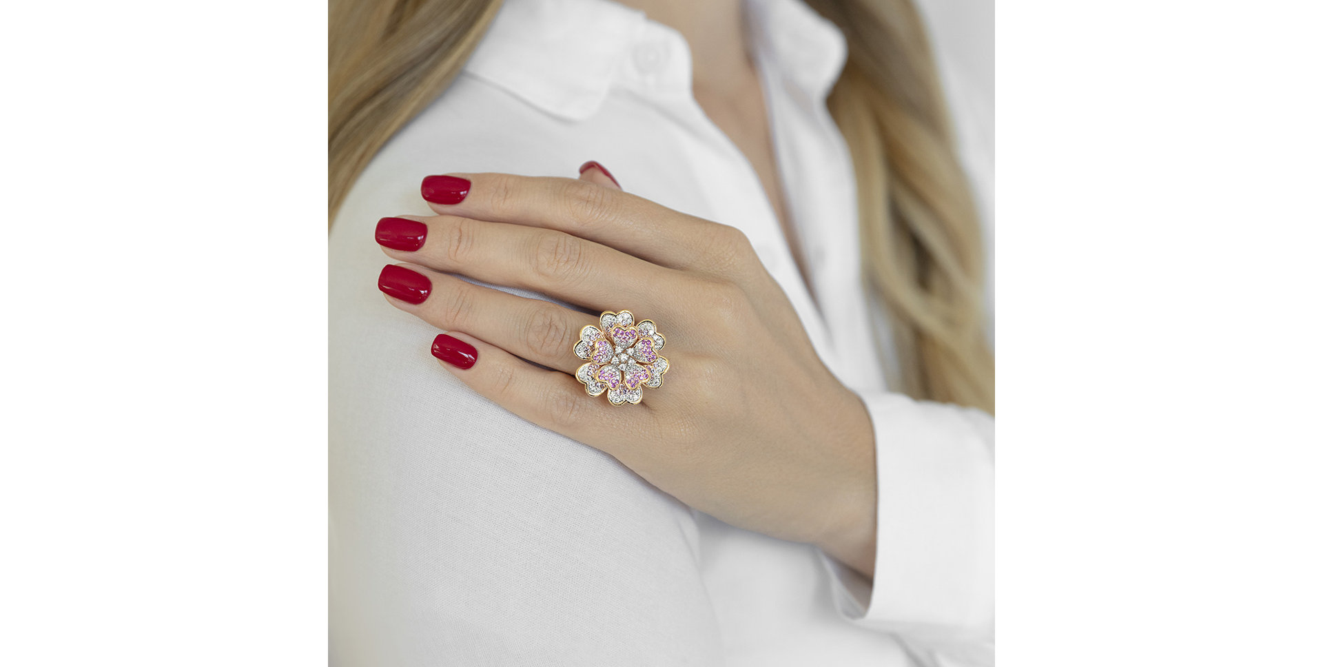 Prsten s diamanty a safíry Angel Bloom