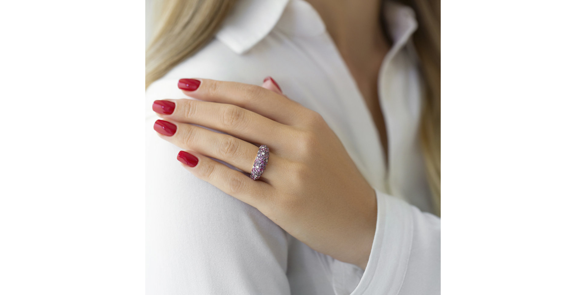 Prsten s diamanty, ametysty a safíry Adeline