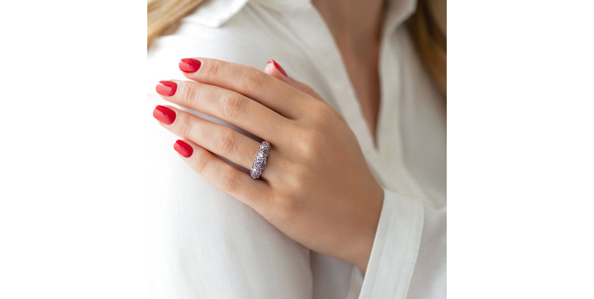 Prsten s diamanty, ametysty a safíry Adeline