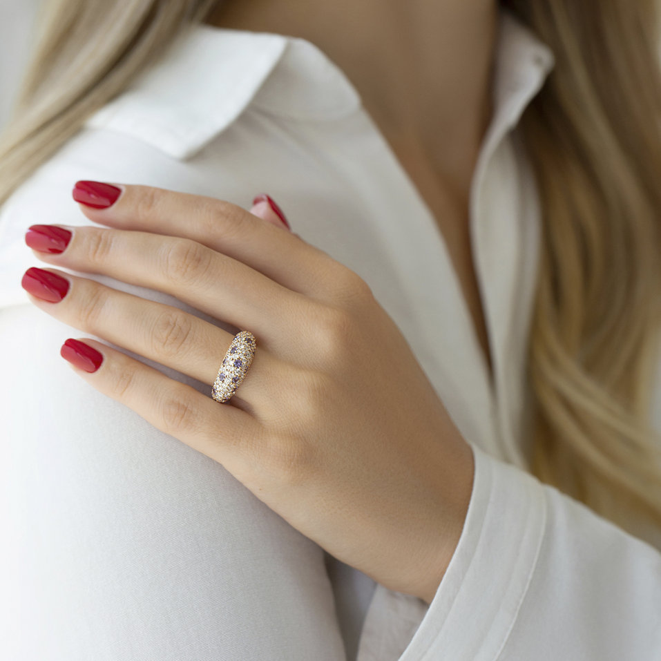 Prsten s diamanty a safíry Adeline