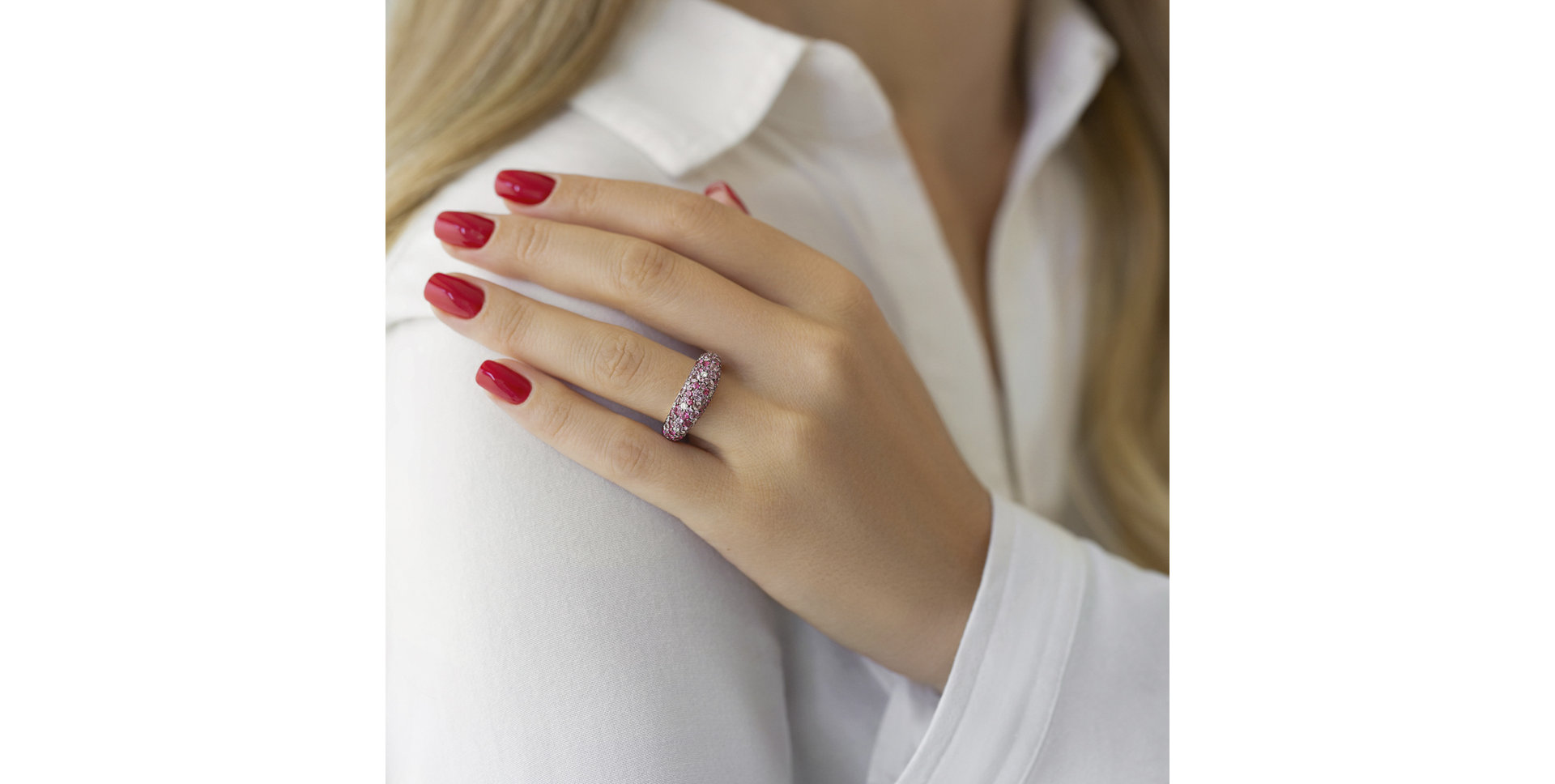 Prsten s diamanty, safíry a spinely Adeline