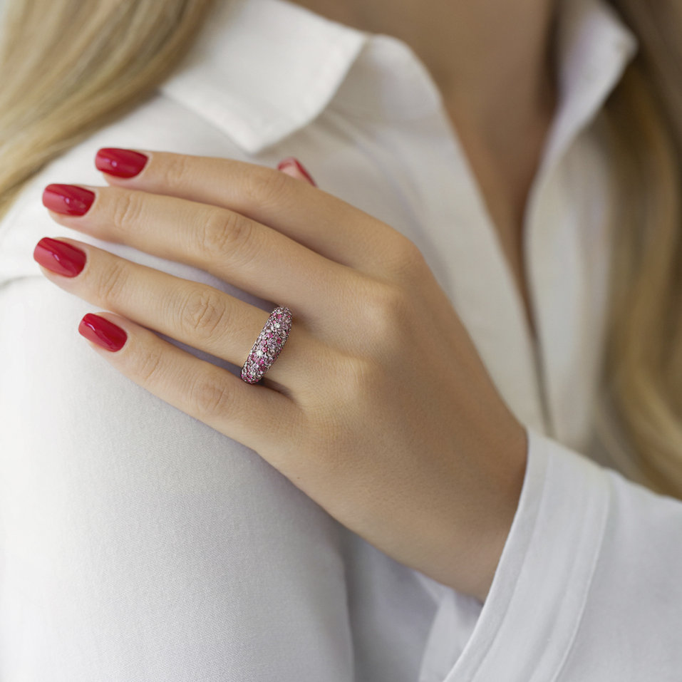 Prsten s diamanty, safíry a spinely Adeline