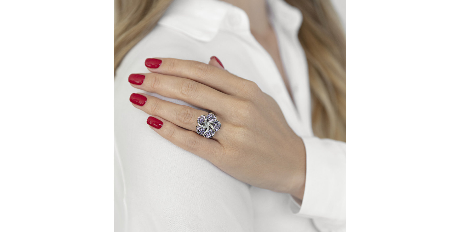 Prsten s diamanty a safíry Delicious Orchid