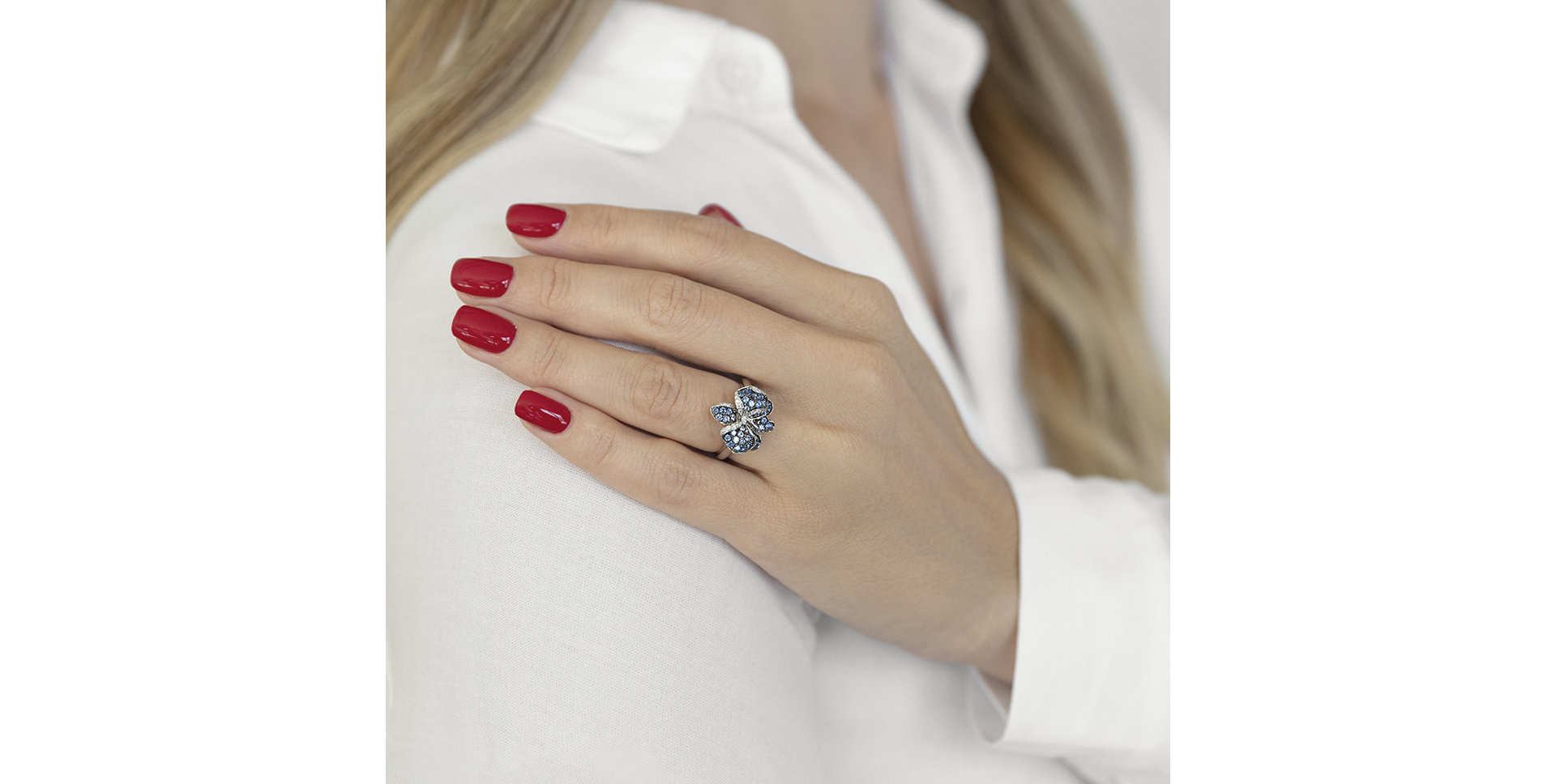 Prsten s diamanty a safíry Noble Orchid