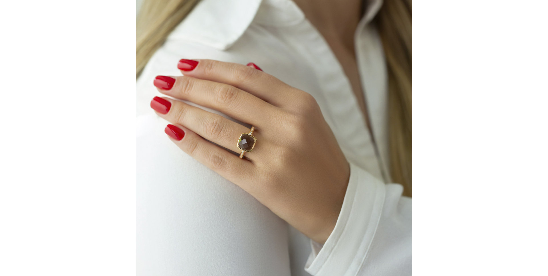 Prsten s quartzem diamanty Lady Blanca