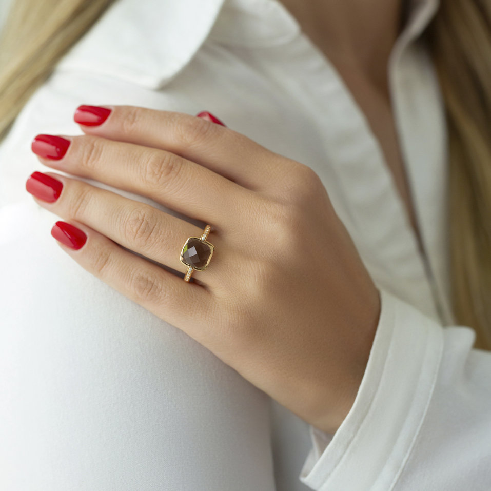 Prsten s quartzem diamanty Lady Blanca