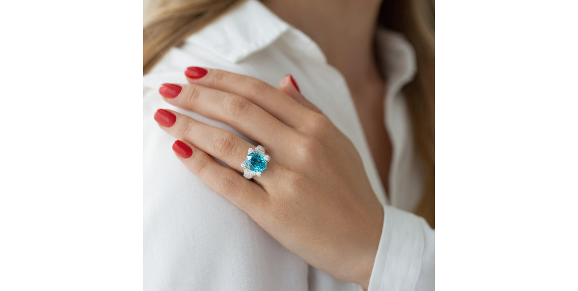 Prsten se zirkonem a diamanty Midnight Ocean