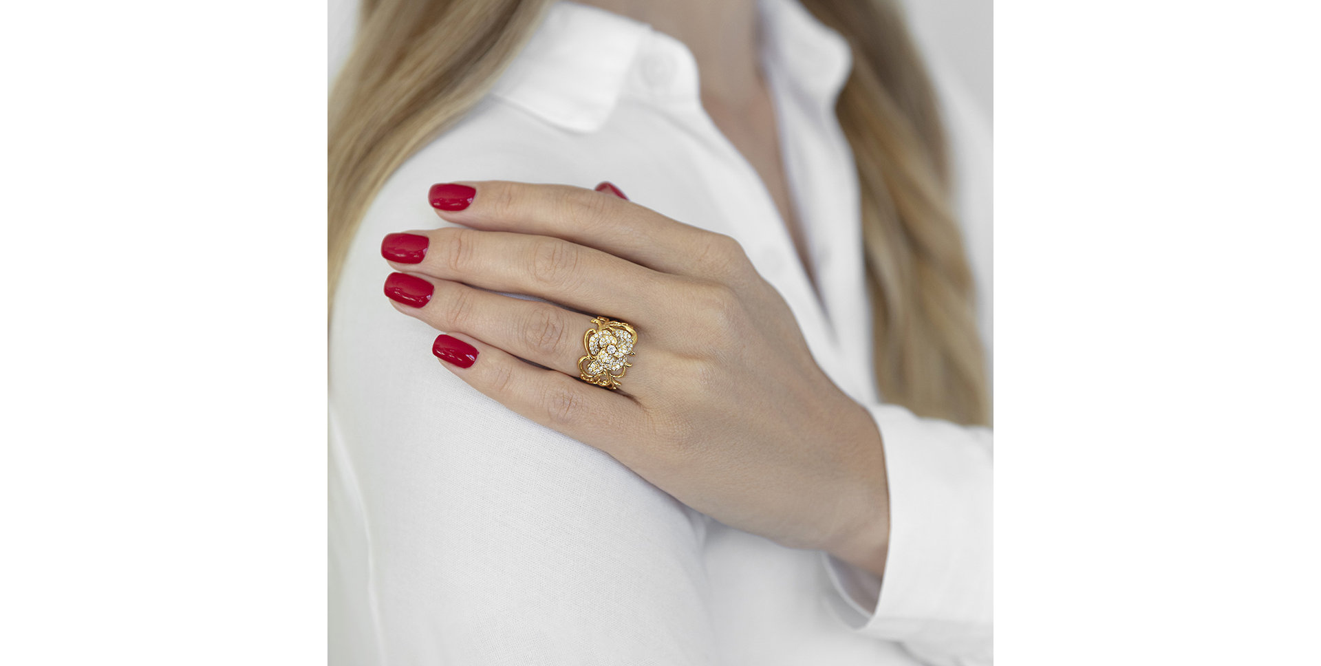 Prsten s diamanty Ice Camellia