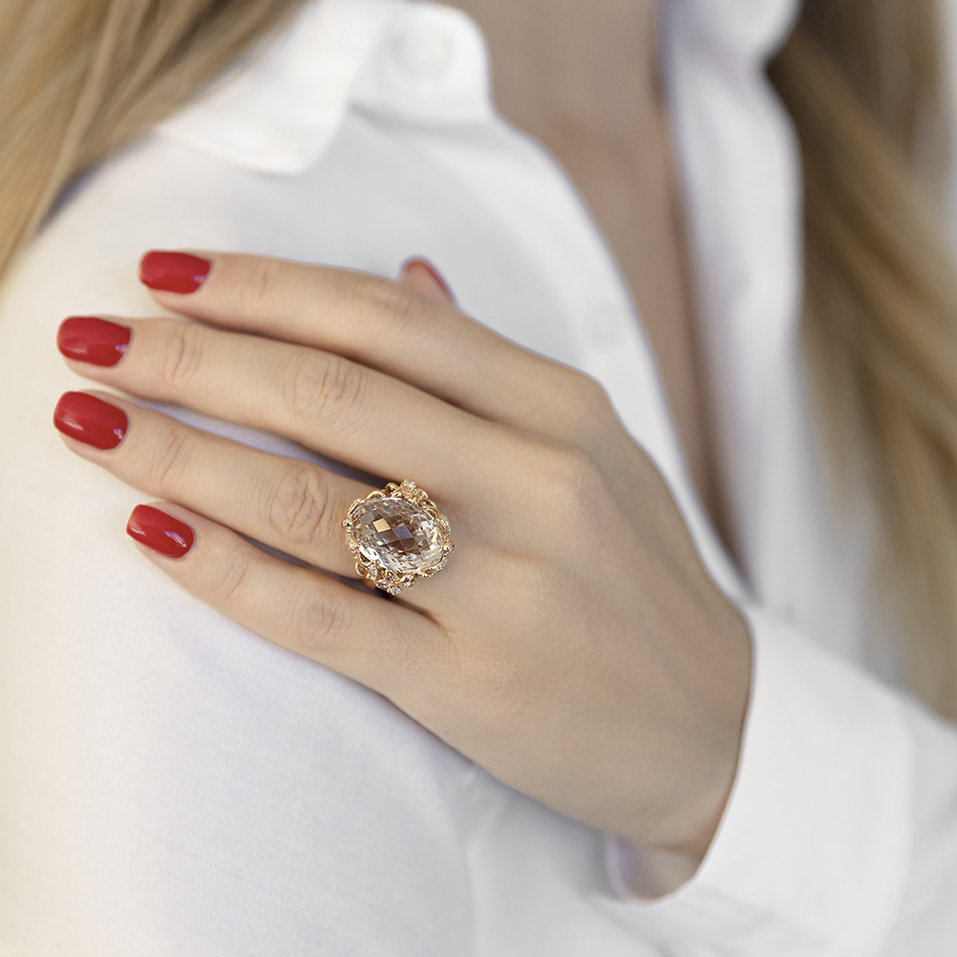 Prsten s diamanty, safíry, granáty a morganitem Princess Treasure