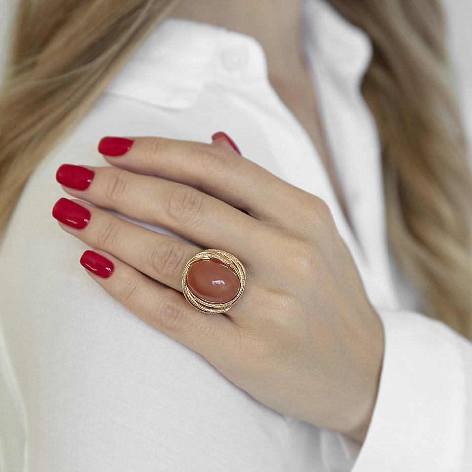 Prsten s měsíčním kamenem a diamanty Eminence of Sea