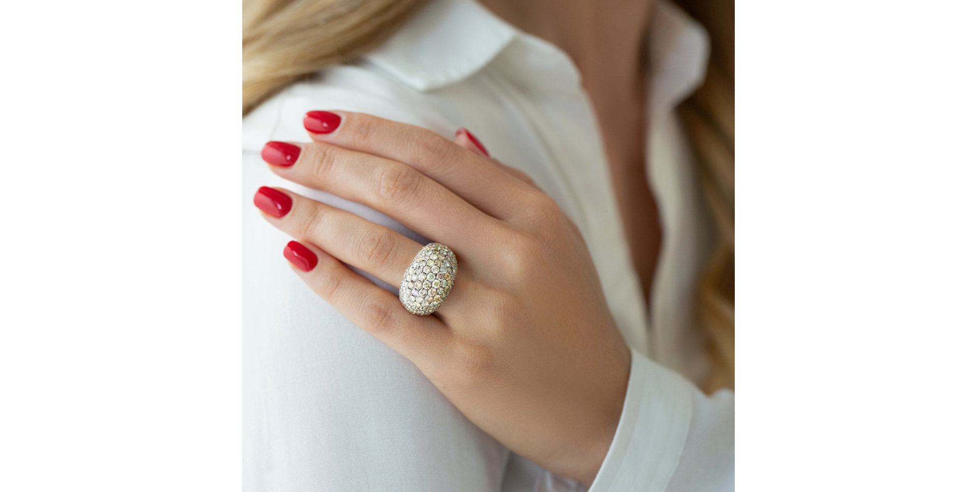 Prsten s hnědými a žlutými diamanty Andromeda Poem