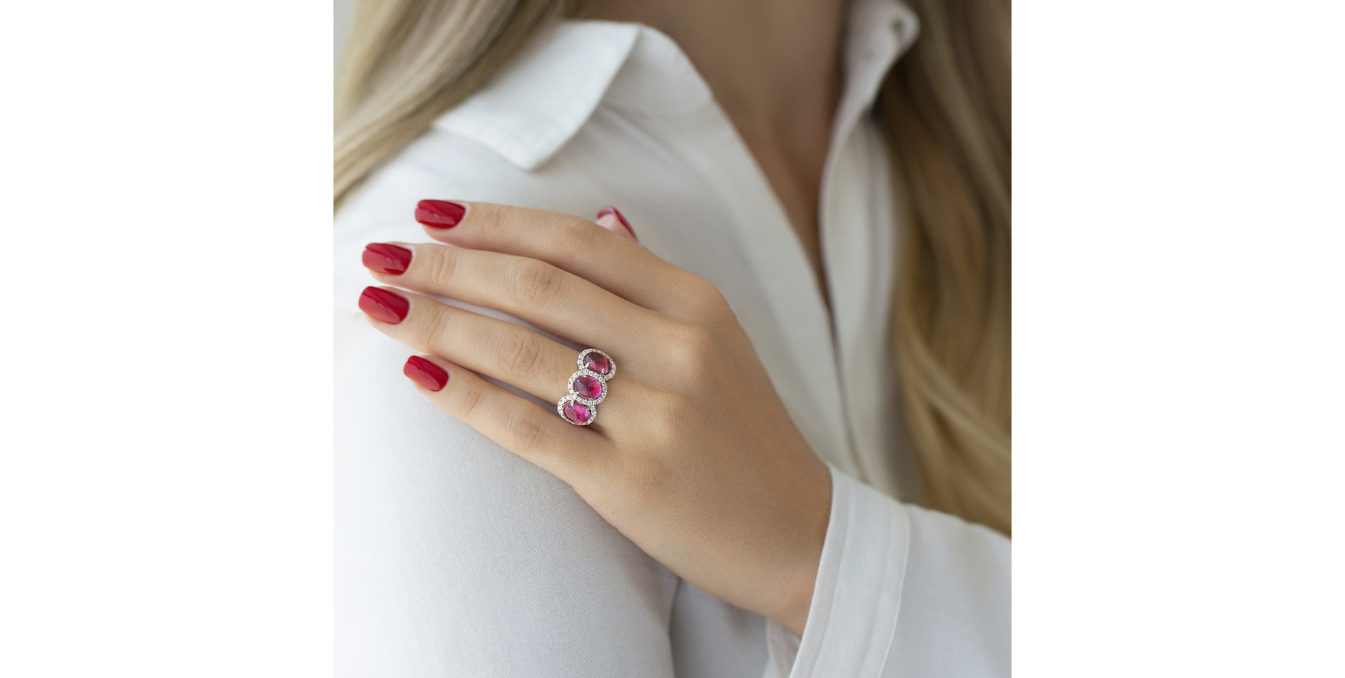 Prsten s turmalíny a diamanty Triple Passion