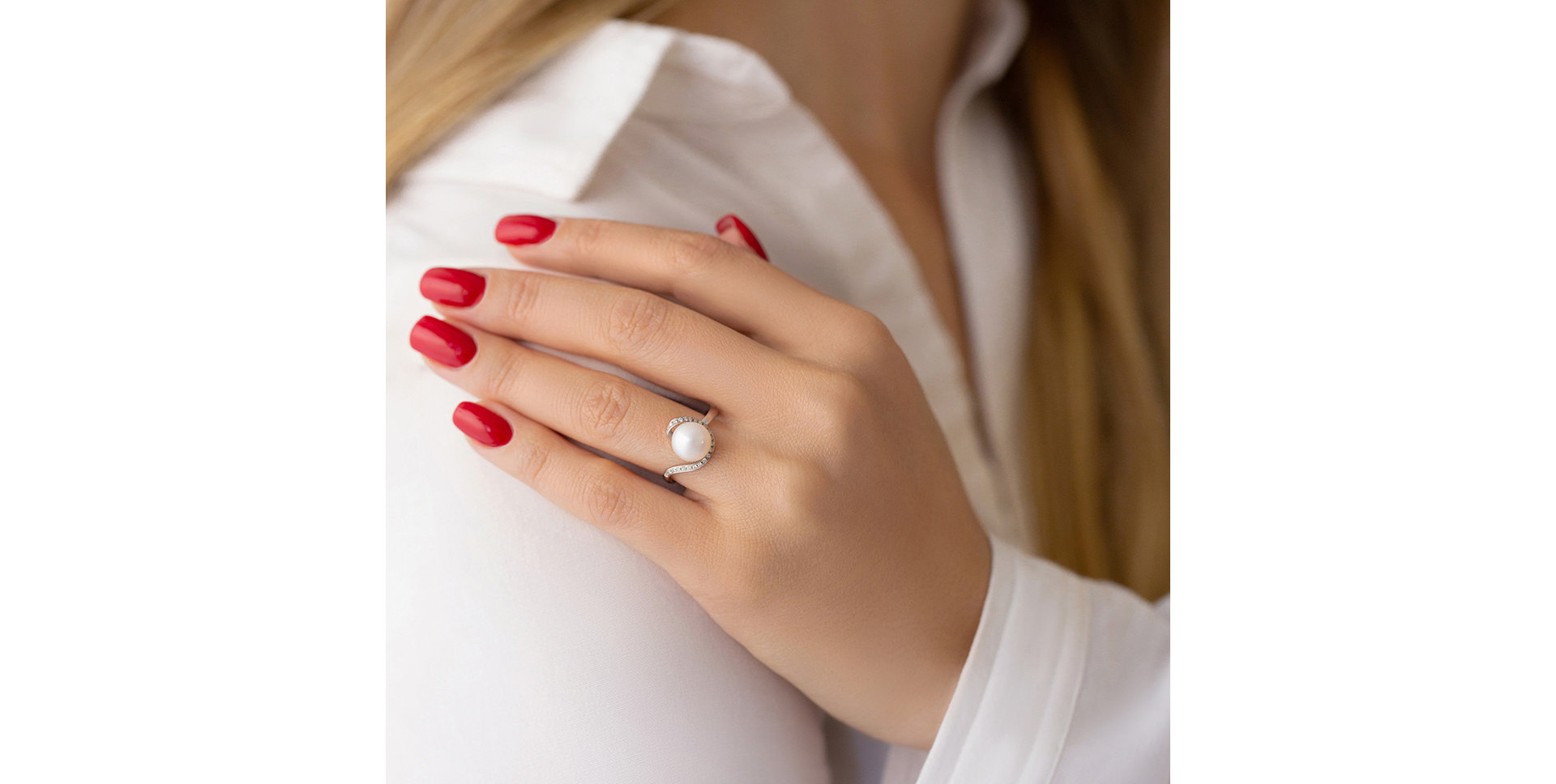 Prsten s perlou a diamanty Senses of Ocean