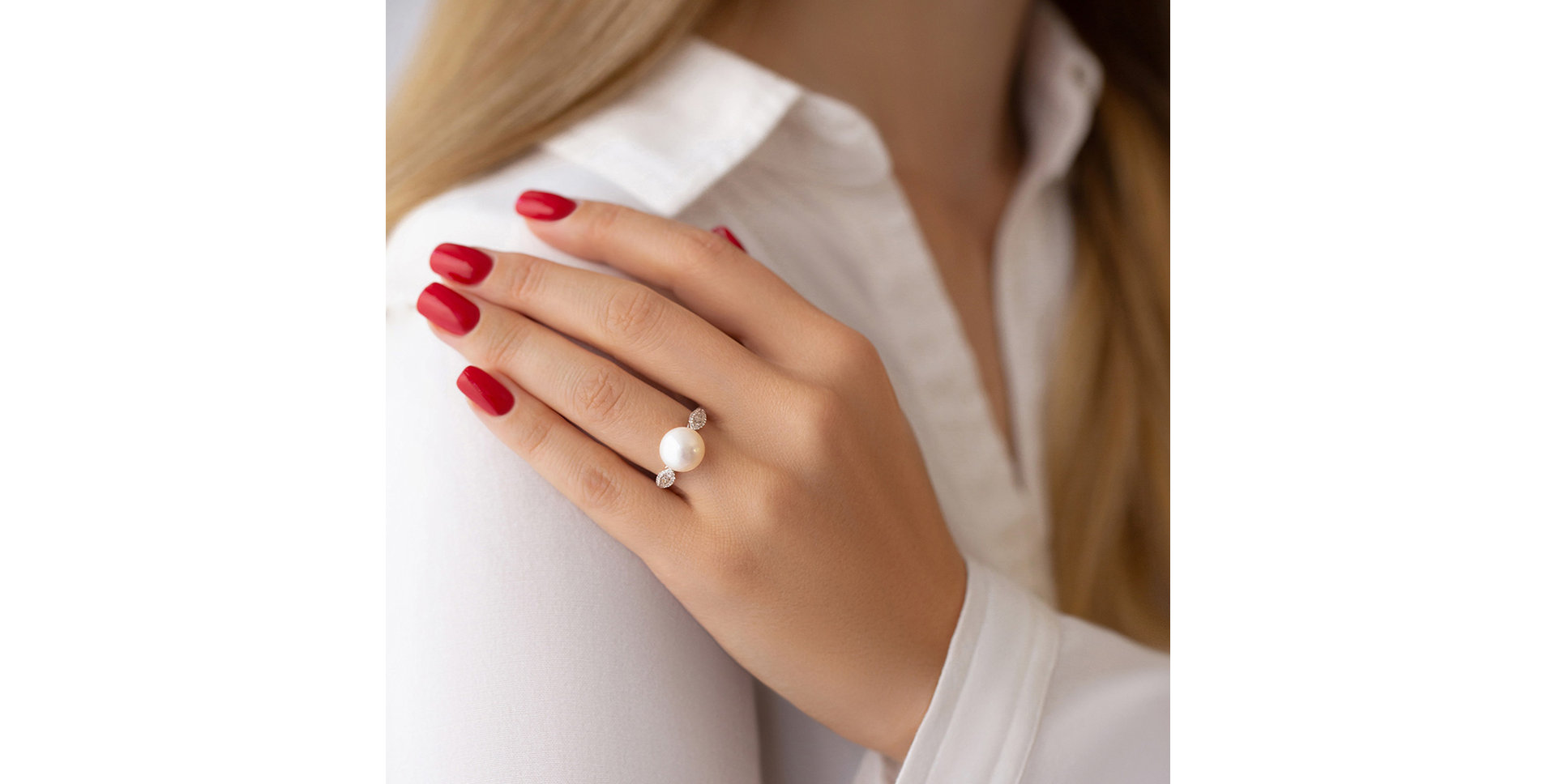 Prsten s perlou a diamanty Poseidón Hope