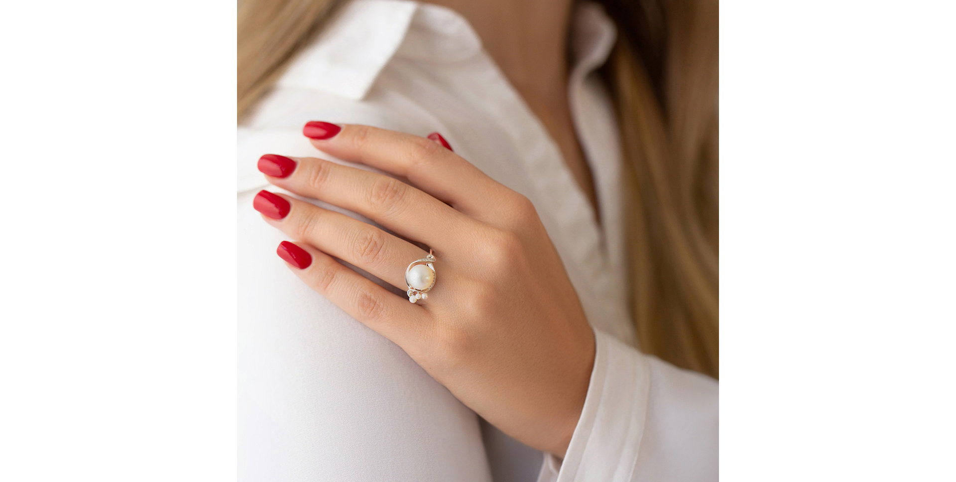 Prsten s perlou a diamanty Princess Pearl