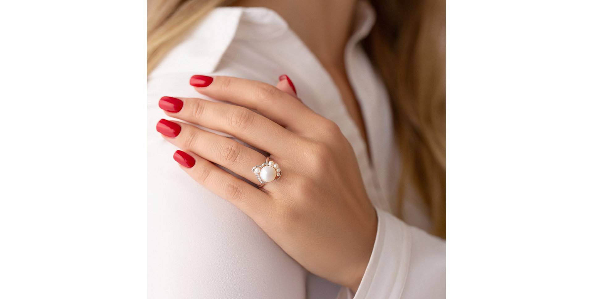 Prsten s perlou a diamanty Pearl Glam