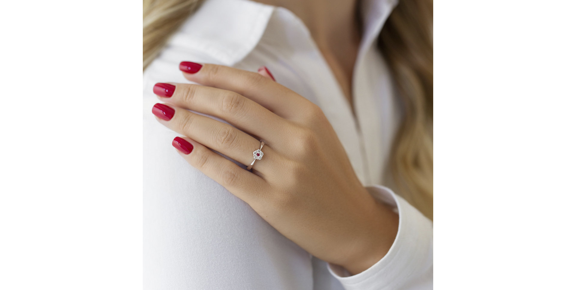 Prsten s rubínem a diamanty Midnight Fantasy