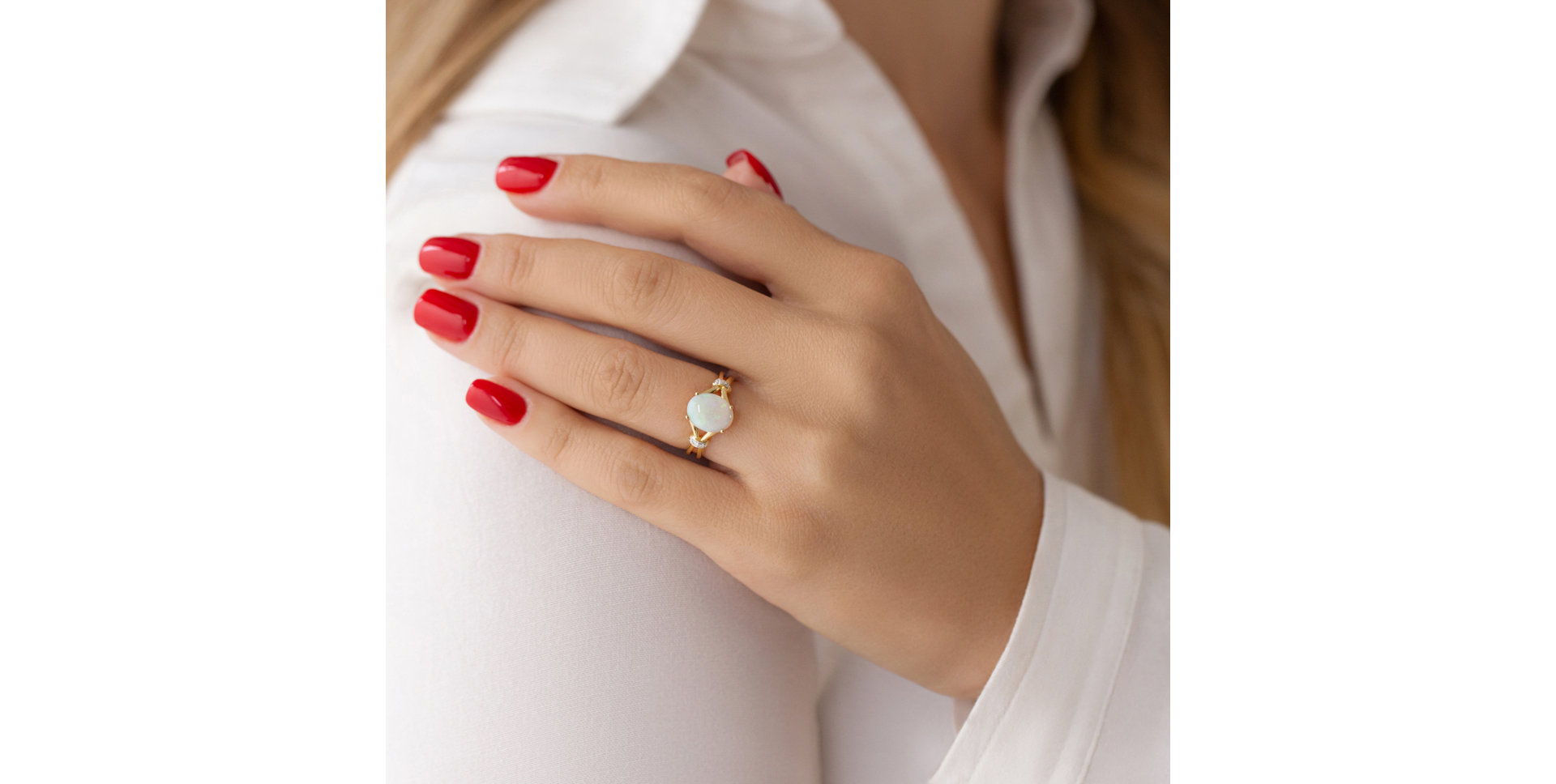 Prsten s opálem a diamanty Secret Mirror