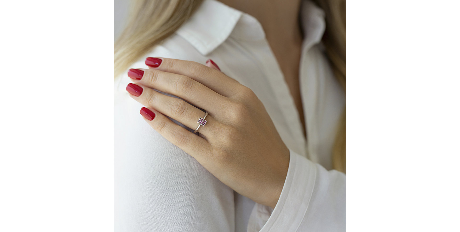 Prsten s diamanty a rubíny Galaxy Mosaic